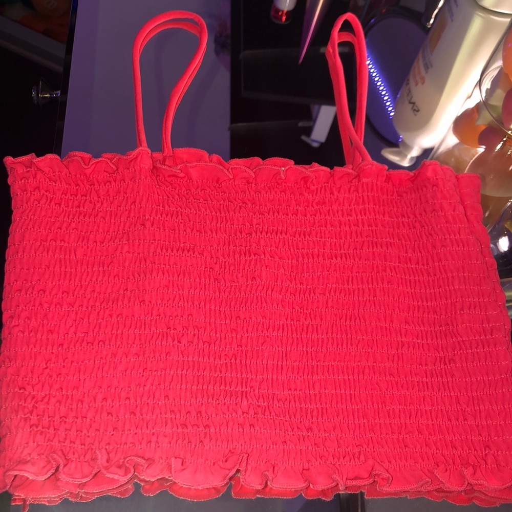 hot pink spaghetti strap crop top